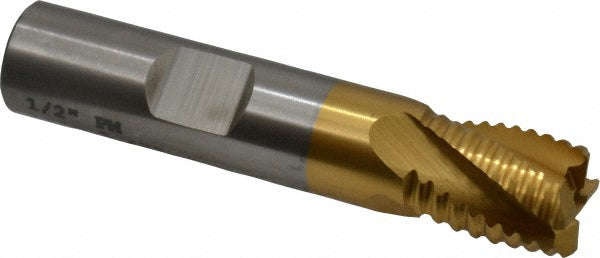 0.5000in" 4-Flute Powdered Metal Cobalt (HSS-E-PM) Roughing End Mill, TiN - Cleveland C32218