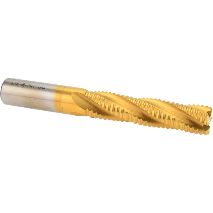 0.625" 4-Flute Powdered Metal Cobalt (HSS-E-PM) Roughing End Mill, TiN - Cleveland C32223