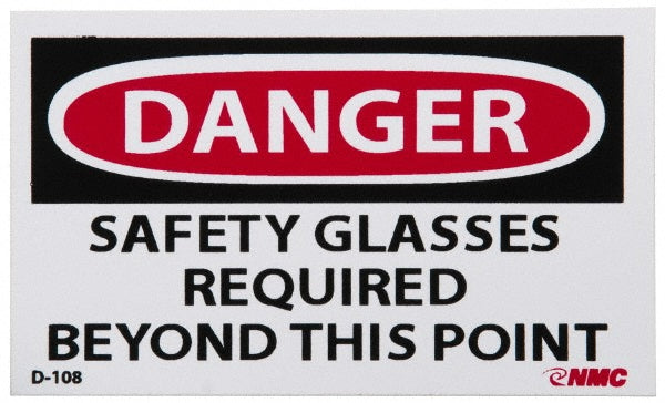 Danger - Safety Glasses Required Beyond This Point Label - AccuformNMC D108AP
