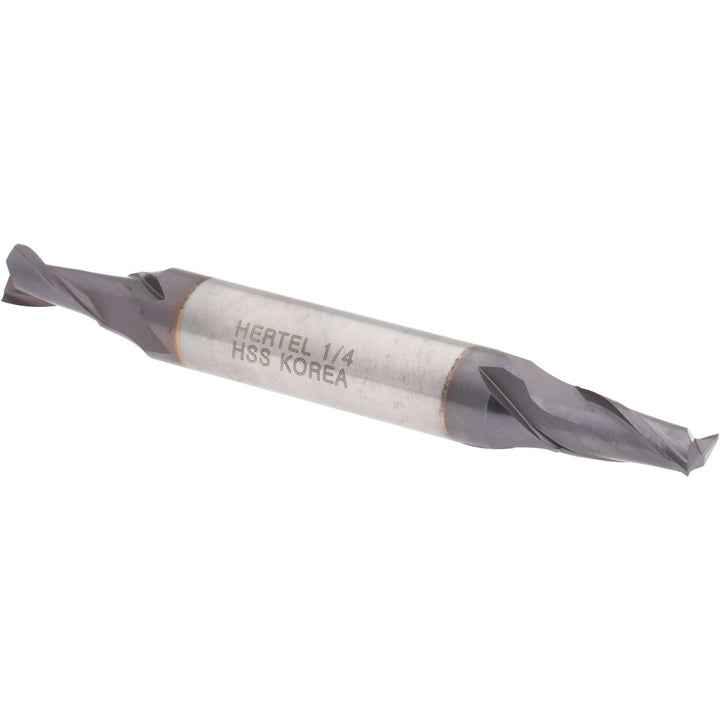 1/4" 2-Flute High Speed Steel Square End Mill, TiCN - Hertel EF050016