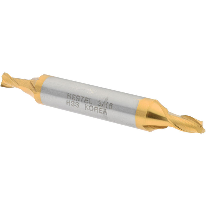 3/16" 2-Flute High Speed Steel Square End Mill, TiN - Hertel E899921318