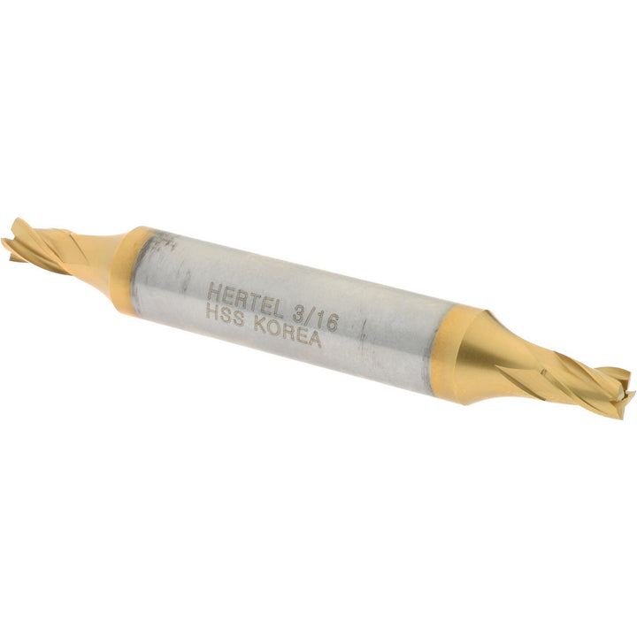 3/16" 4-Flute High Speed Steel Square End Mill, TiN - Hertel E899921319