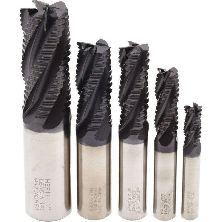 1; 1/2; 3/4; 3/8; 5/8" 4-Flute Cobalt End Mill Sets, TiAlN - Hertel 87646659