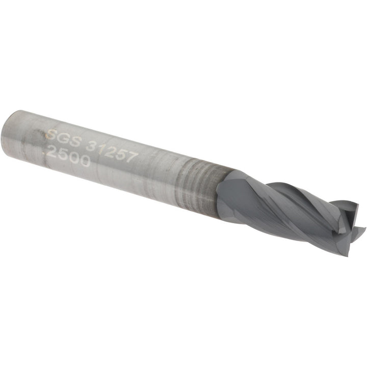 1/4" 4-Flute Solid Carbide Square End Mill, AlTiN - SGS 31257