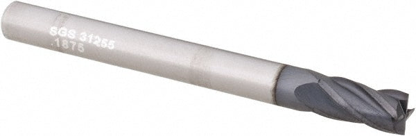 3/16" 4-Flute Solid Carbide Square End Mill, AlTiN - SGS 31255
