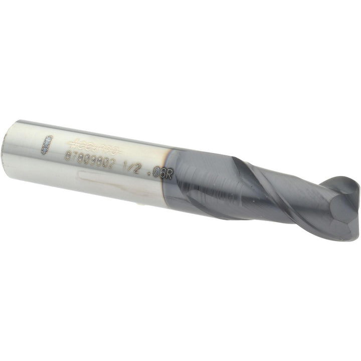 1/2" 2-Flute Solid Carbide Corner Radius End Mill, AlTiN - Accupro 12181486