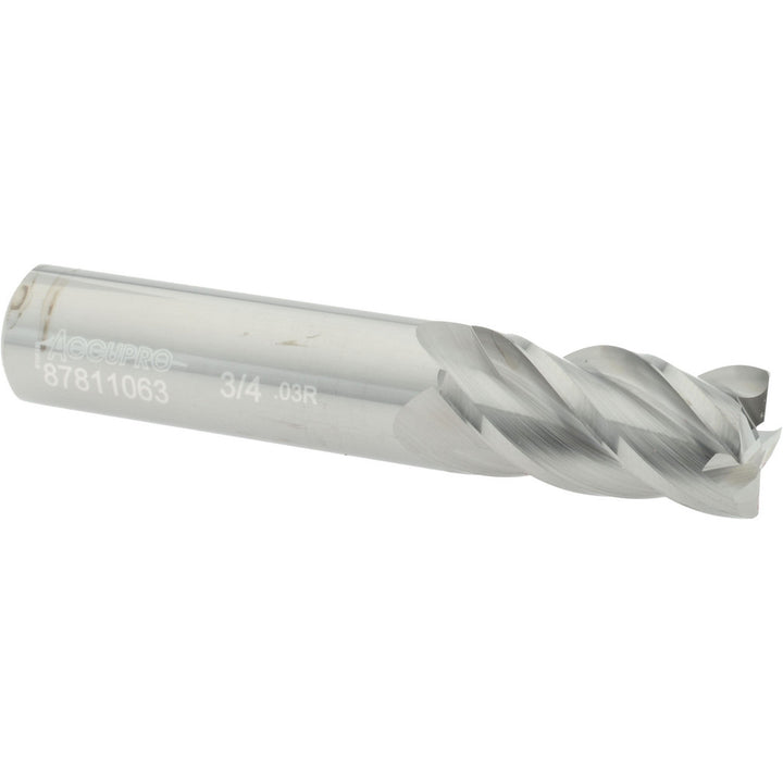 3/4" 4-Flute Solid Carbide Corner Radius End Mill - Accupro 12182660