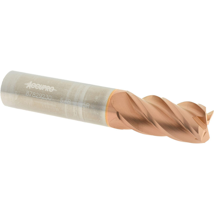 5/8" 4-Flute Solid Carbide Corner Radius End Mill, TiCN - Accupro 12182631
