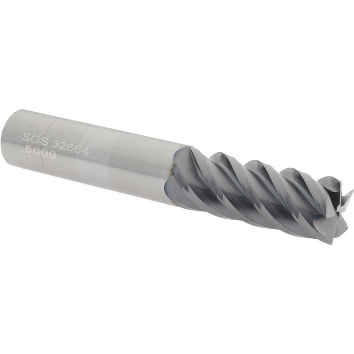 1/2" 5-Flute Solid Carbide Square End Mill, AlTiN - SGS 32664