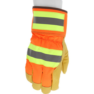 Large Gold; Brown; Orange Pigskin Leather General Purpose Gloves - MCR Safety 19261L