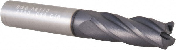 3/8" 4-Flute Solid Carbide Corner Radius End Mill, AlTiN - SGS 38172