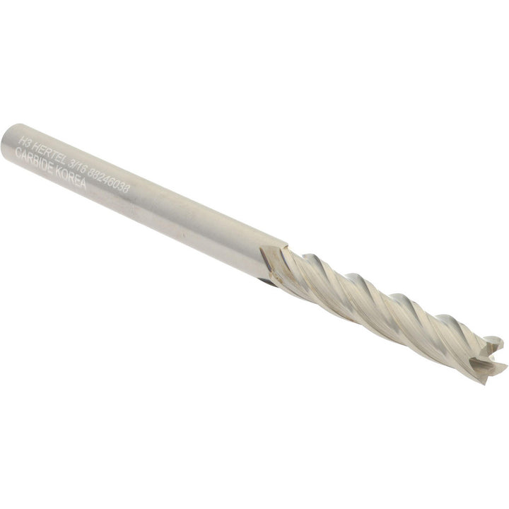 3/16" 4-Flute Solid Carbide Square End Mill - Hertel 750090