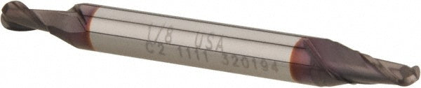 1/8" 2-Flute Solid Carbide Ball End Mill, TiN - Hertel 88249628