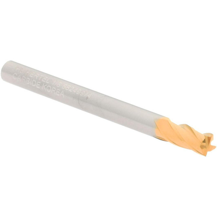 1/8" 4-Flute Solid Carbide Square End Mill, TiN - Hertel 750463