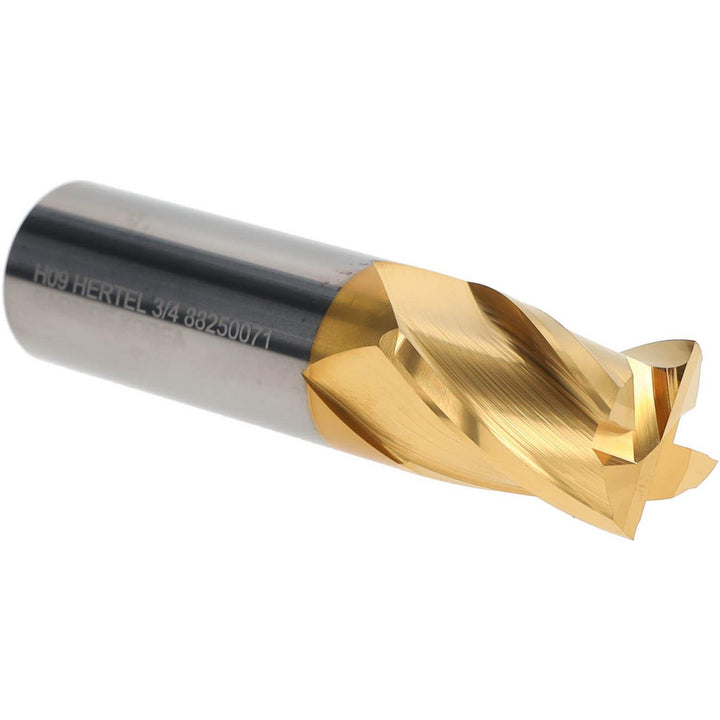 3/4" 4-Flute Solid Carbide Square End Mill, TiN - Hertel 750271