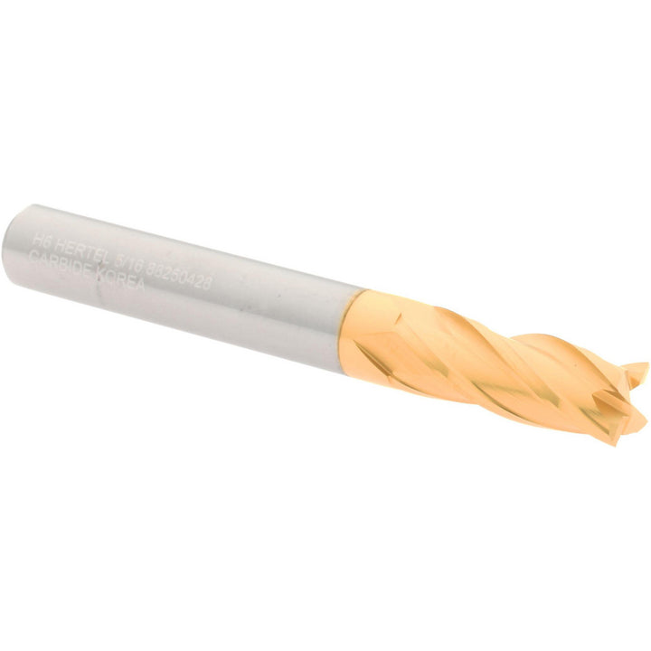 5/16" 4-Flute Solid Carbide Square End Mill, TiN - Hertel 750289