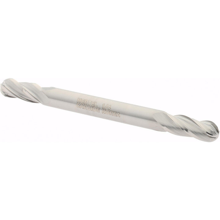 1/4" 4-Flute Solid Carbide Ball End Mill - Hertel E599924421