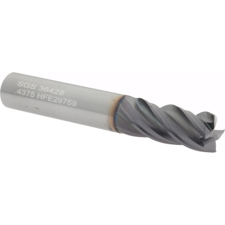 7/16" 4-Flute Solid Carbide Square End Mill, AlTiN - SGS 36428
