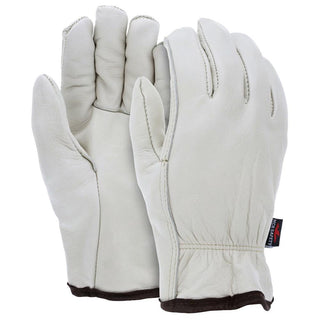 Medium Beige; Red Cowhide Leather General Purpose Gloves - MCR Safety 3260M
