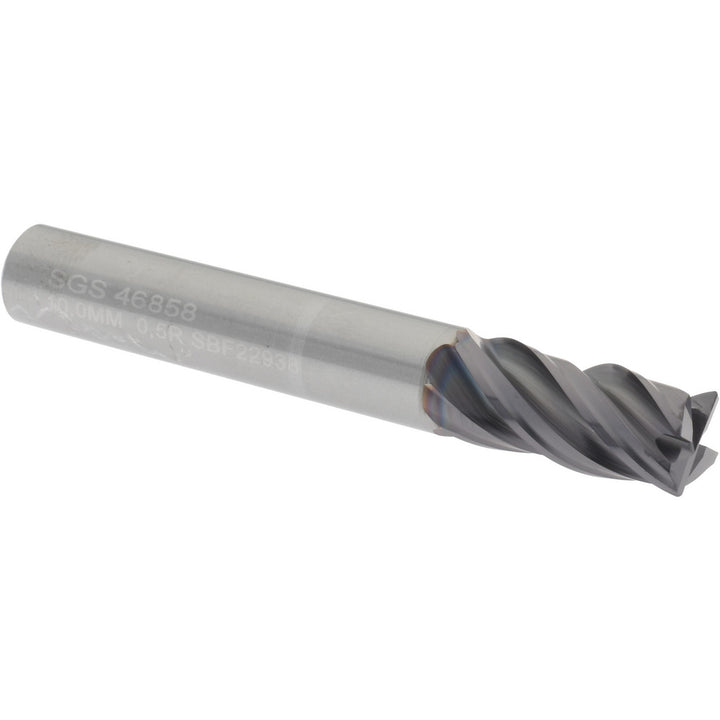 0.3937" 4-Flute Solid Carbide Corner Radius End Mill, TX - SGS 46858