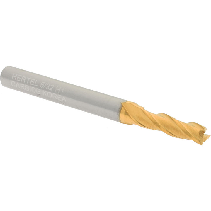 5/32" 3-Flute Solid Carbide Square End Mill, TiN - Hertel 750674