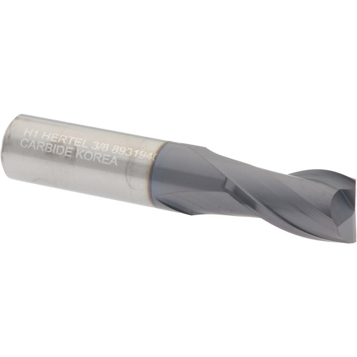 3/8" 2-Flute Solid Carbide Square End Mill, AlTiN - Hertel 750541