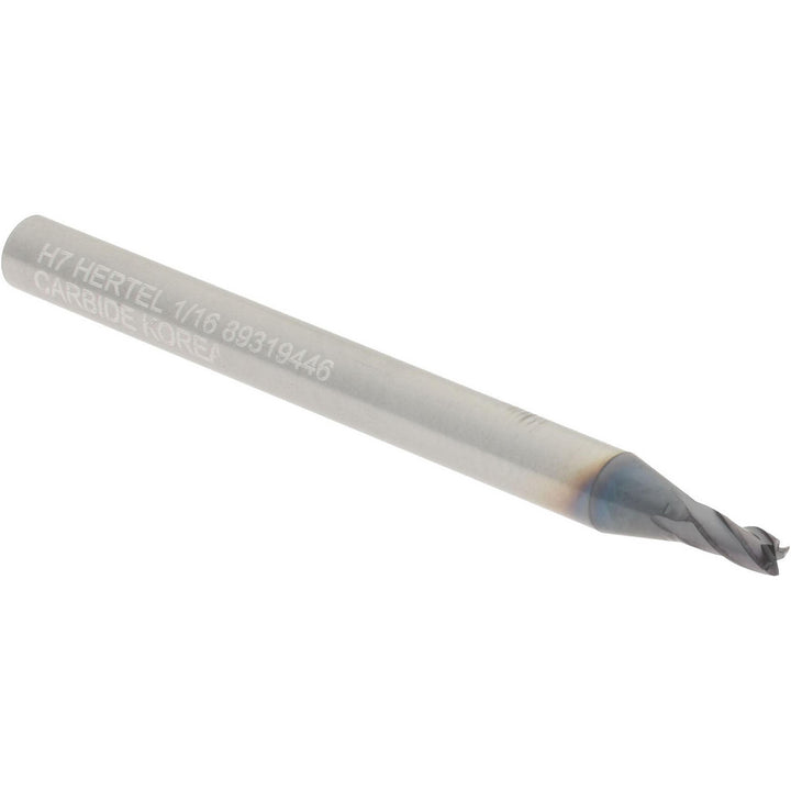 1/16" 4-Flute Solid Carbide Square End Mill, AlTiN - Hertel 750415