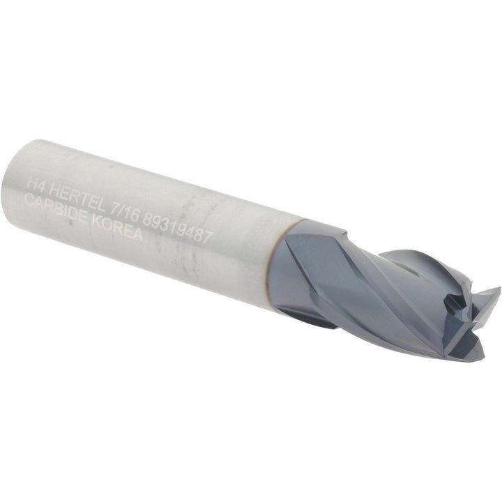 7/16" 4-Flute Solid Carbide Square End Mill, AlTiN - Hertel 750476