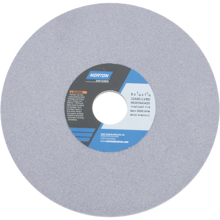 8 x 1/4" 80-Grit Aluminum Oxide Grinding & Cutoff Wheel - Norton 66253043425