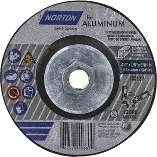 4-1/2 x 1/8" 20-Grit Aluminum Oxide Grinding & Cutoff Wheel - Norton 66252849381
