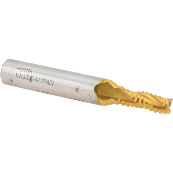 0.25" 3-Flute Cobalt Roughing End Mill, TiN - Hertel 91192849