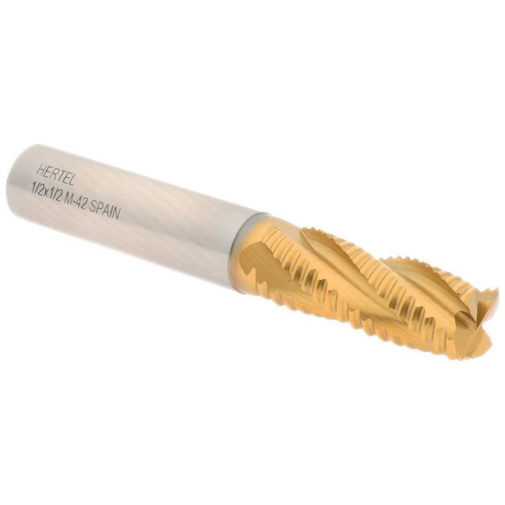 0.5000" 4-Flute Cobalt Single End Mill, TiN - Hertel 91192872