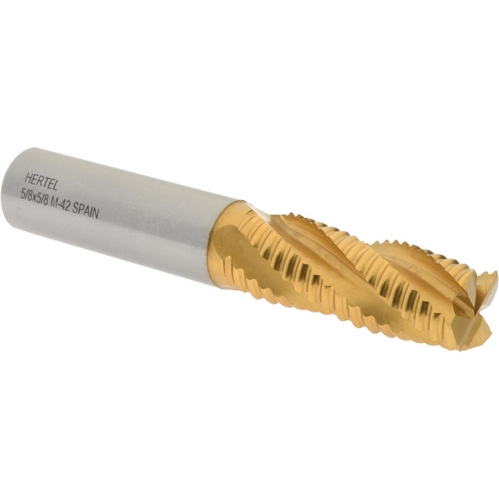 0.6250" 4-Flute Cobalt Single End Mill, TiN - Hertel 91192898