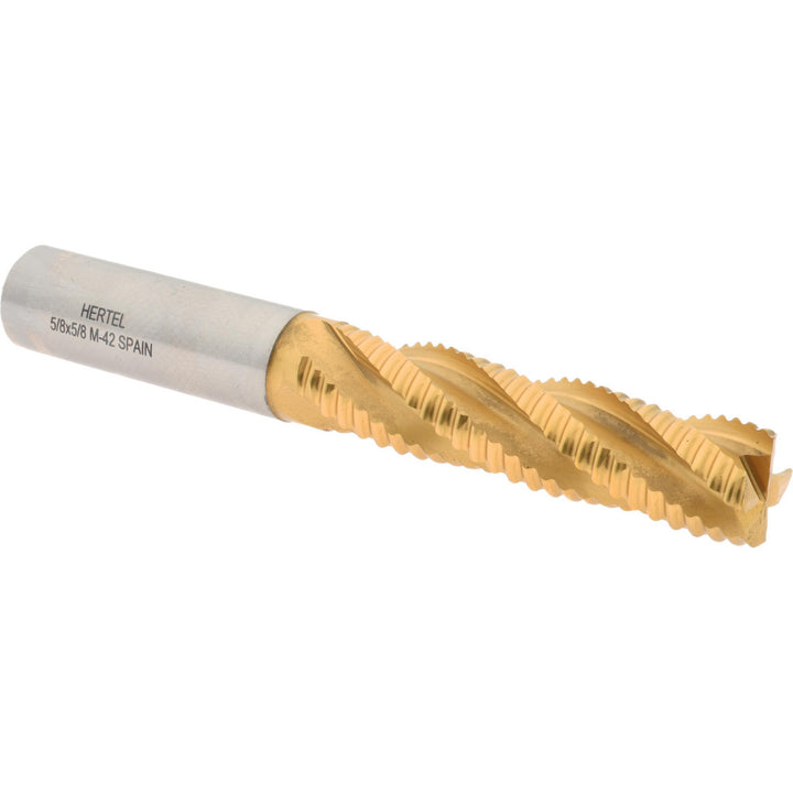 0.6250" 4-Flute Cobalt Single End Mill, TiN - Hertel 91192906