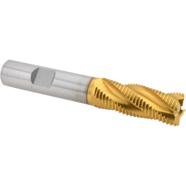 0.5625" 4-Flute Cobalt Roughing End Mill, TiN - Hertel 91196873