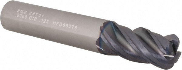 1/2" 4-Flute Solid Carbide Corner Radius End Mill, TX - SGS 36731