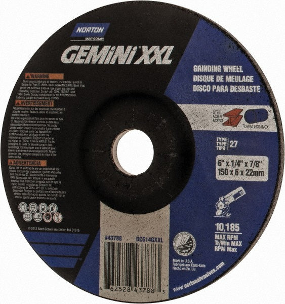 6 x 1/4" 24-Grit Aluminum Oxide Grinding & Cutoff Wheel - Norton 66252843788