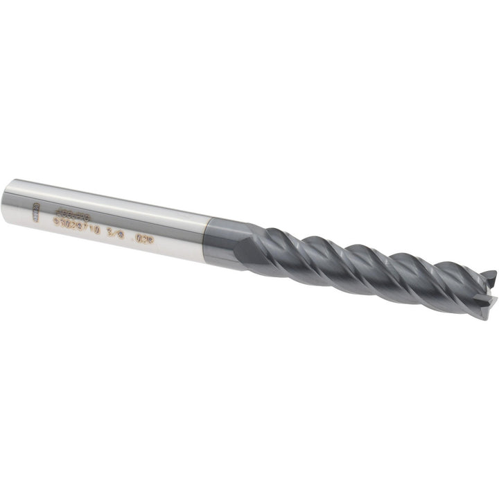 3/8" 4-Flute Solid Carbide Corner Radius End Mill, AlTiN - Accupro 12183298