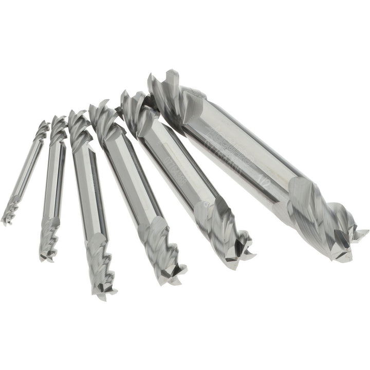 1/2; 1/4; 1/8; 3/16; 3/8; 5/16" 4-Flute Solid Carbide End Mill Sets - Accupro 12176607