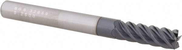 1/4" 5-Flute Solid Carbide Square End Mill, AlTiN - SGS 32659