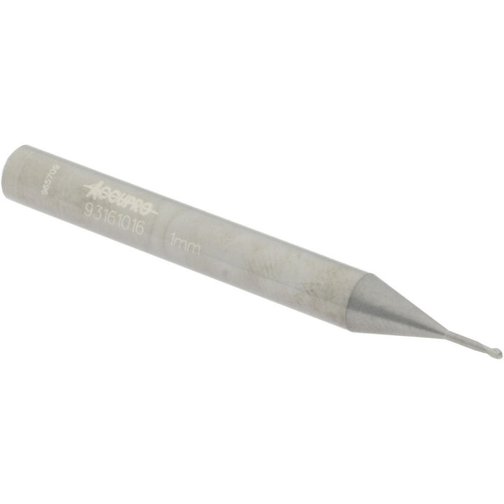 0.0394" 2-Flute Solid Carbide Ball End Mill - Accupro 12177281