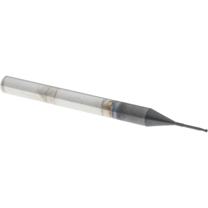 0.0315" 2-Flute Solid Carbide Ball End Mill, AlTiN - Accupro 12177276