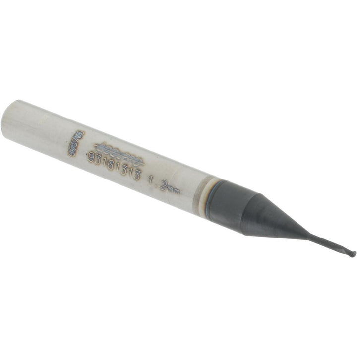 0.0472" 2-Flute Solid Carbide Ball End Mill, AlTiN - Accupro 12177288