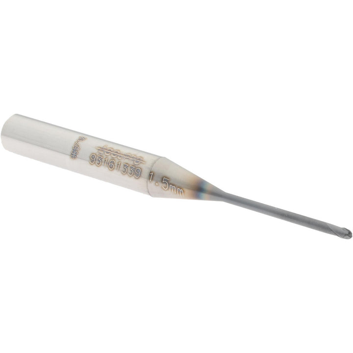0.0591" 2-Flute Solid Carbide Ball End Mill, AlTiN - Accupro 12177298