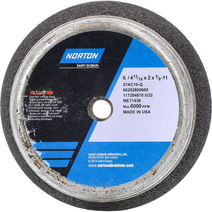 6 x 1-1/2" 16-Grit Aluminum Oxide; Silicon Carbide Grinding & Cutoff Wheel - Norton 66252809600