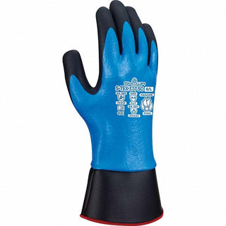 Medium Gray; Blue Nylon; Polyester; Stainless Steel Cut-Resistant Gloves - SHOWA S-TEX377SCM-07