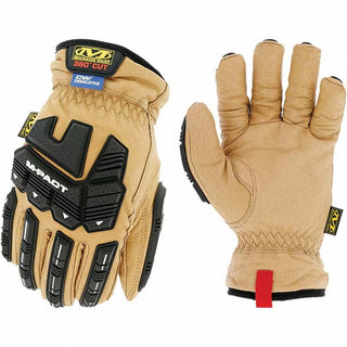 Medium Black; Tan Leather Cut & Abrasion-Resistant Gloves - Mechanix Wear LDMP-X95-009