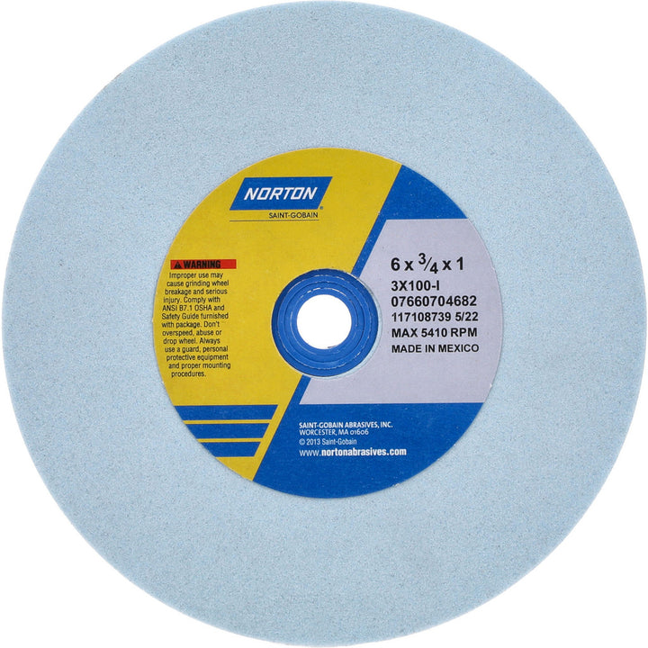 6 x 3/4" 100-Grit Ceramic Alumina Grinding & Cutoff Wheel - Norton 07660704682