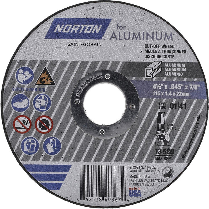 4-1/2" Aluminum Oxide Grinding & Cutoff Wheel - Norton 66252849367