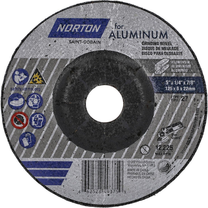 5 x 1/4" 20-Grit Aluminum Oxide Grinding & Cutoff Wheel - Norton 66252849375